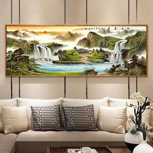 

paintings chinese traditional landscape canvas painting print poster wall decor mountains and waters picture for living room unframed