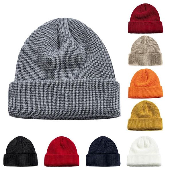 

beanies knitted hats for women flexible outdoor keep warm hip hop melon cap casual brimless winter hat men gorras para mujer