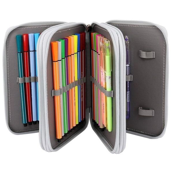

pencil bags 52 holes creative zipper case twill canvas pen box kawaii bag for student girl cute school stationery supplies