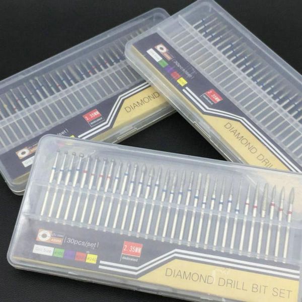 

nail art kits 30pcs silver diamond polishing needle tool drill bits rotary grinding head carving for manicure pedicure