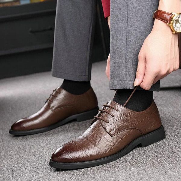 

men office shoes black brown oxford business formal leather dress1