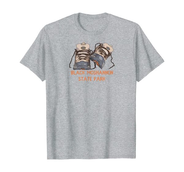 

black moshannon state park pa hiking boots t-shirt, White;black