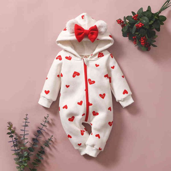 

valentine's day girls rompers newborn infant baby girls heart love printed bowknot long sleeve romper baby clothes ropa bebes g1221, Blue