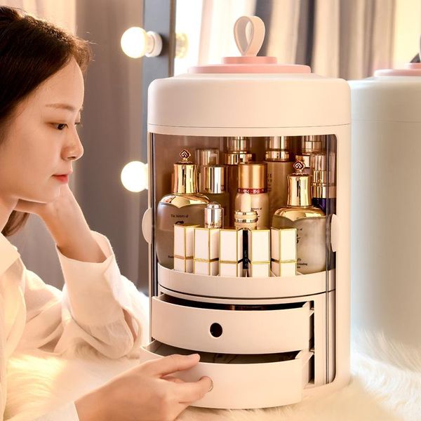 

bathroom storage & organization 2021 style net red dustproof cosmetic box spinning drawer-type skin care products shelf hand