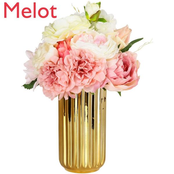 

light luxury ceramic electroplating vase decoration creative flower arrangement decoration living room coffee table