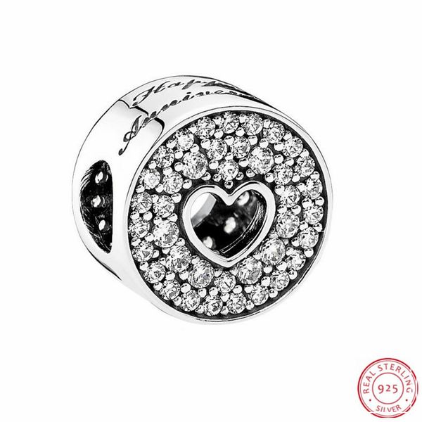 

new 100% 925 sterling silver piercing heart hollow crystal charm bead fit 3mm bracelet diy bracelet the factory wholesale, Bronze;silver