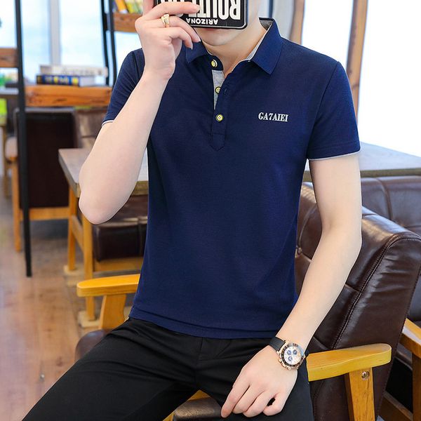 

summer new korean fashion lapel loose short sleeve men's casual t-shirt polo, White;black