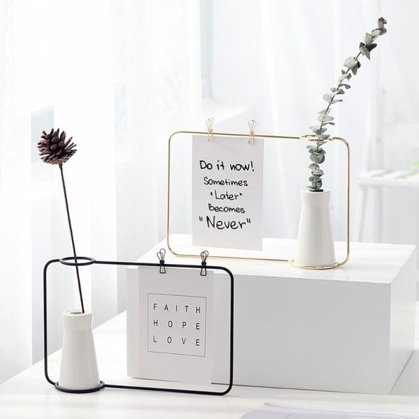 

vases prisma 5x7 picture frame-geometric wire po frame for deskmatte brass - with a beautiful flower vase.