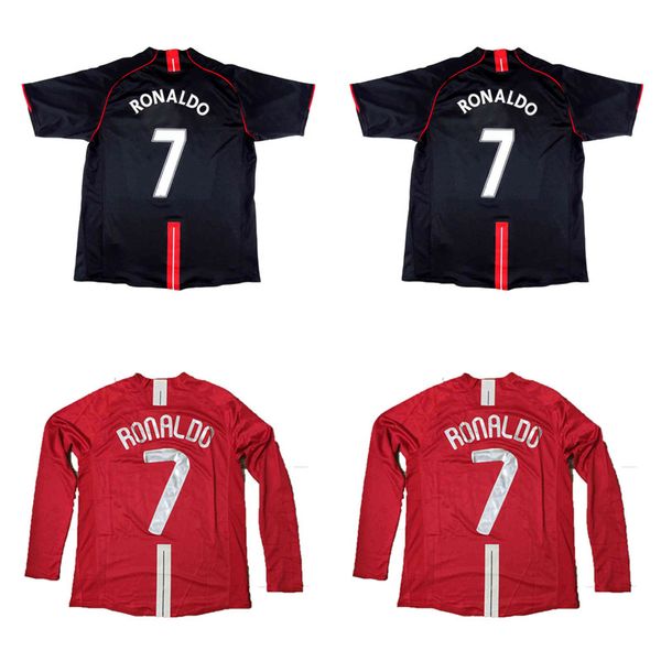 

ronaldo rooney saha retro manchester 2007 2008 football shirt uniforms 07 08 vintage soccer jerseys classic nani man utd camiseta long, Black;yellow