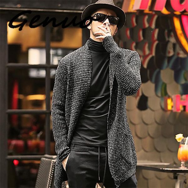 

genuo men sweater long sleeve cardigan males pull style cardigan clothing fashion thick warm mohair sweater men england style, White;black