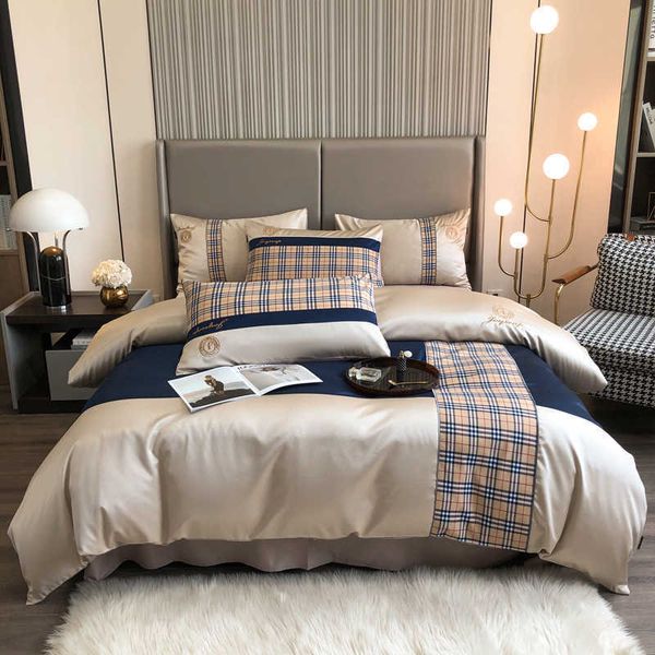

140s embroidery ab version light luxury four piece set of european high-grade cotton bedding for five-star l
