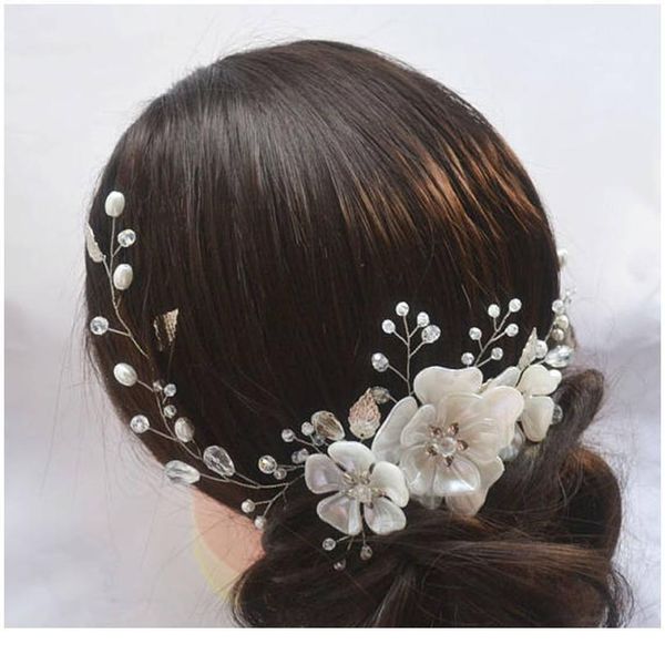 

ailibride flower crystal pearl headband for wedding tiara bridal hair vine handmade women bride hair ornaments qylwux