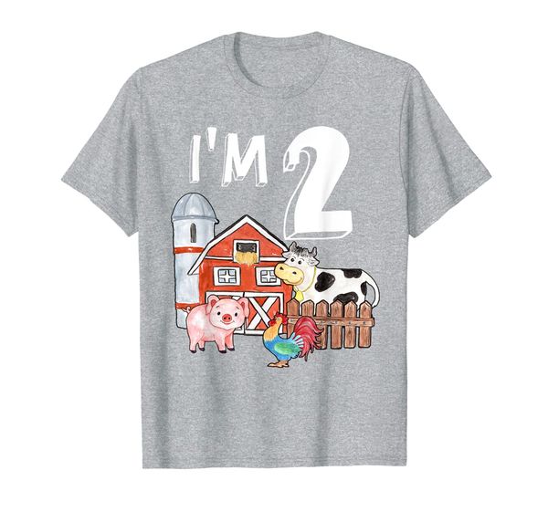 

2nd birthday i'm 2 farm animals cow pig chicken funny gift t-shirt, White;black