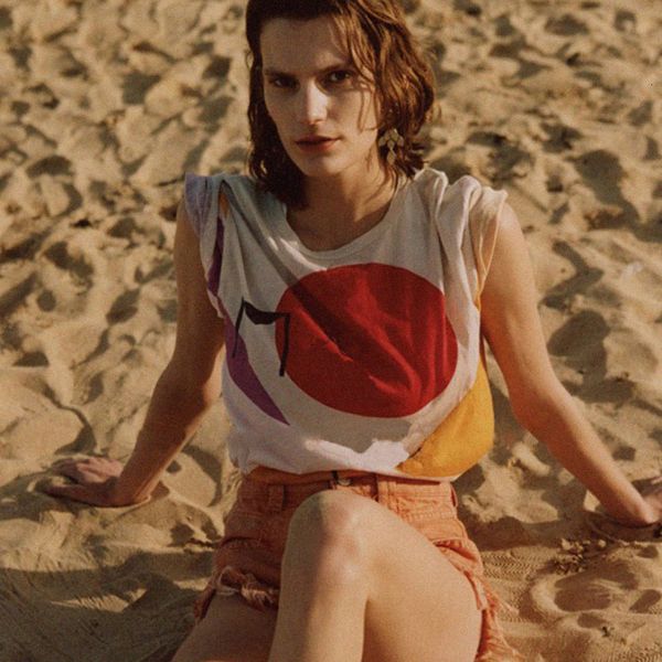 

new graffiti print tee femme pattern contrast color round collar cotton soft summer 2021 tees chic women t shirt mash up iei6, White