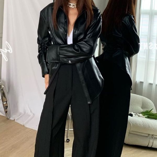 

ace female killer black slim waist leather jacket women's early autumn 2021 new style