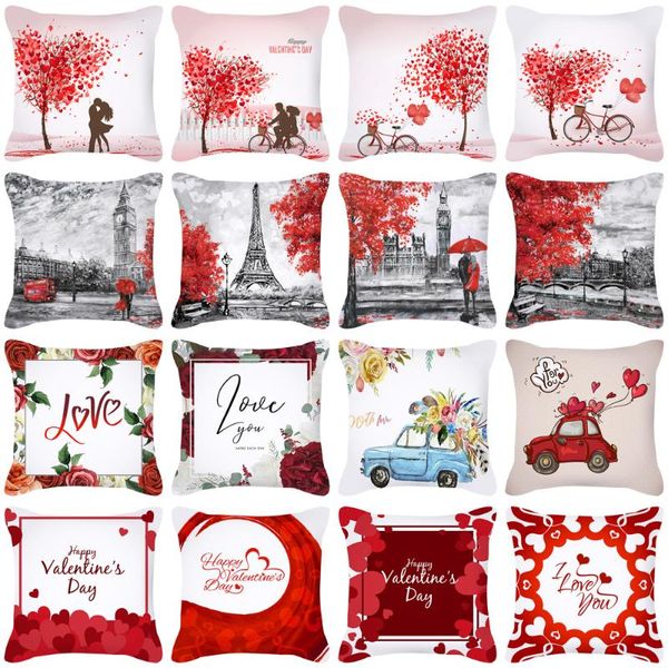 

pillow case valentine's day couple gift sofa hugging pillowcase romanticism letter home decor peach skin size 45x45cm