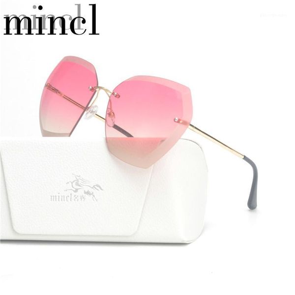 

sunglasses fashion brand designer square women frameless sun glasses metal decoration vintage oversize shades female gradient nx, White;black