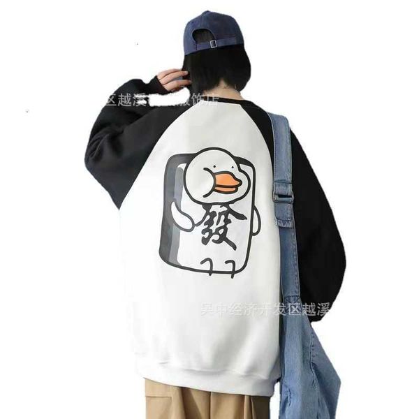 

2021ss early autumn guochao product biao code three color cartoon fortune printed round neck pullover, Black;brown