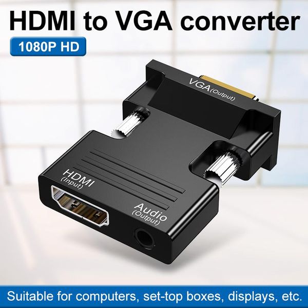 

audio cables & connectors to vga adapter with port female video converter 3.5mm jack 1080p for ps4 lappc tv box monitor projector