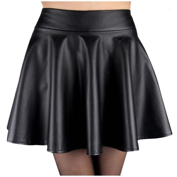 

skirts fashion ladys leather skirt high waist creased solid casual base ladies korean style kawaii white miniskirt, Black