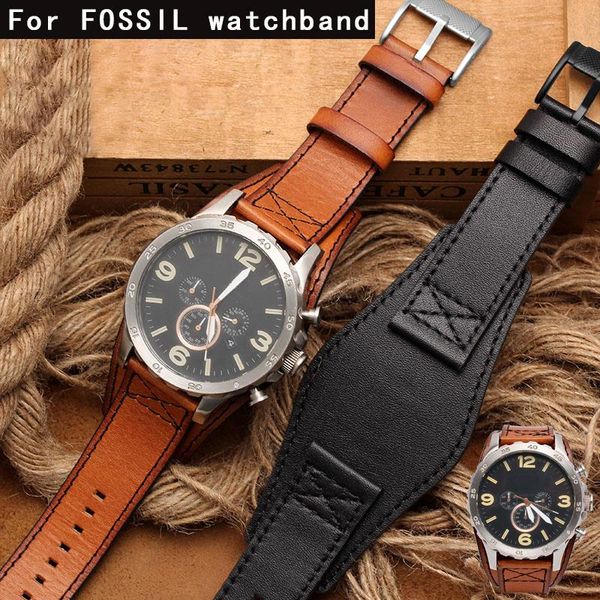 

watch bands genuine leather bracelet mans high-grade watchband 22mm 24mm for band with mat handmade strap, Black;brown