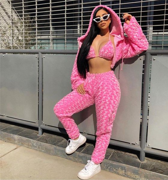 

rose velvet women tracksuits 2 piece pants sweet slim long sleeved hooded zipper suits fashion women tracksuit multiple choice, White