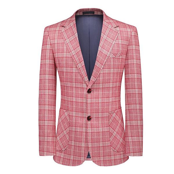 

men's suits & blazers light pink blazer personality all-match 2 button fashion plaid slim fit casual men 5xl, White;black