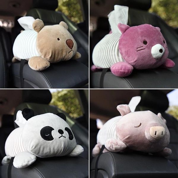 

tissue boxes & napkins creative cartoon car boxs cute stuffed striated animal doll armbox fashion automobile interior decoration supplies
