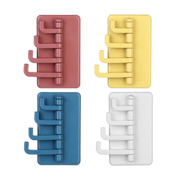 

hooks & rails rotary wall adhesive hook four bracket bathroom home hole-key hanger strong load bearing bag towel storage rack