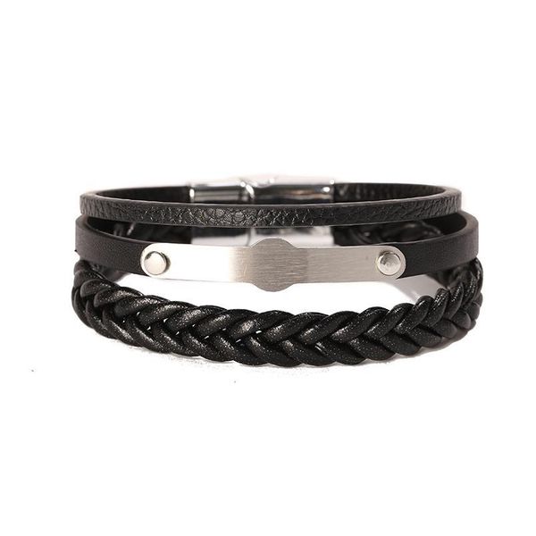 

junwei 2020 new fashion men's multi-layer woven magnetic buckle leather bracelet punk style gifts jllthr
