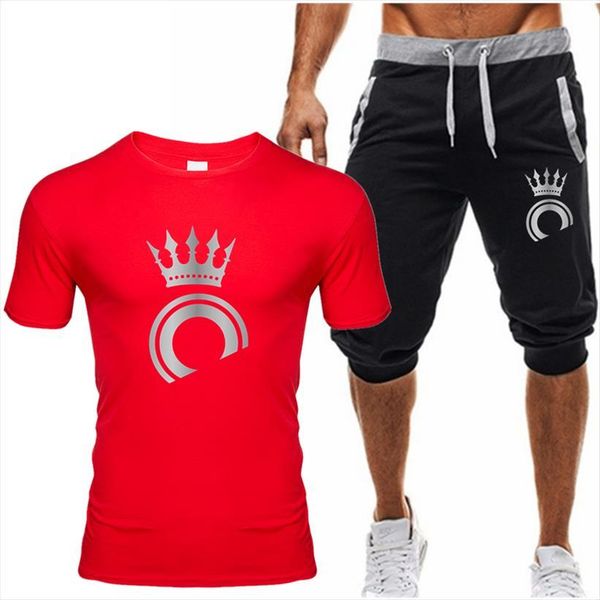 

summer shorts set mens tracksuits short sleeve andcasual clothing gym clothes cropped pants and, Gray