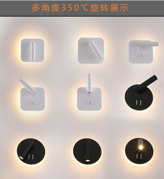 

wall lamp led lamps reading 12w strip light back bedroom study living room sconce adjustable with switch bedside
