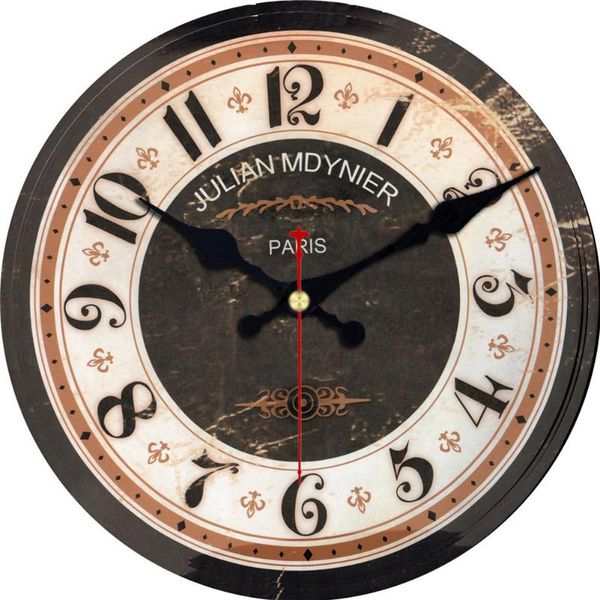 

wall clocks shabby clock large black paris flower cirle round retro arab roman numerals for living room watch gift