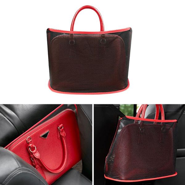 

car organizer universal storage bag pocket handbag seat flexible black&red