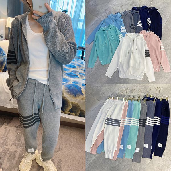 

2021 autumn new tb sweater zipper four bar loose hoodie women's top, White