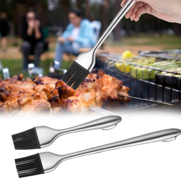 

tools & accessories silicone bristles oil brush basting brushes heavy-duty stainless steel bbq kitchen outdoor barbecue grill