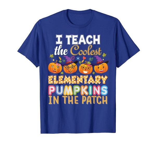 

i teach the coolest elementary pumpkins in patch t-shirt, White;black
