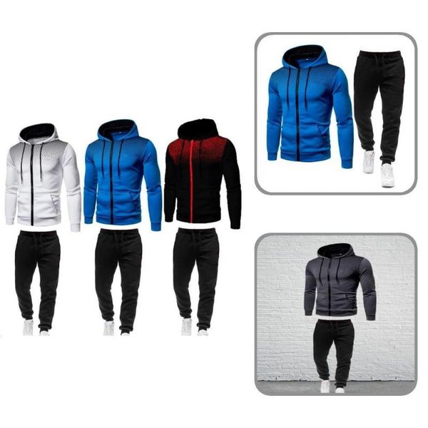 

jogging clothing slim 2 pcs/set great soft men tracksuit sets big pockets autumn solid color for work, Black;red