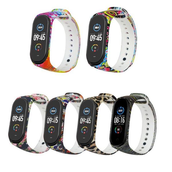

watch bands flexible silicone bracelet for xiao mi band 5 4 strap 3 wristband colorful band4 band5, Black;brown