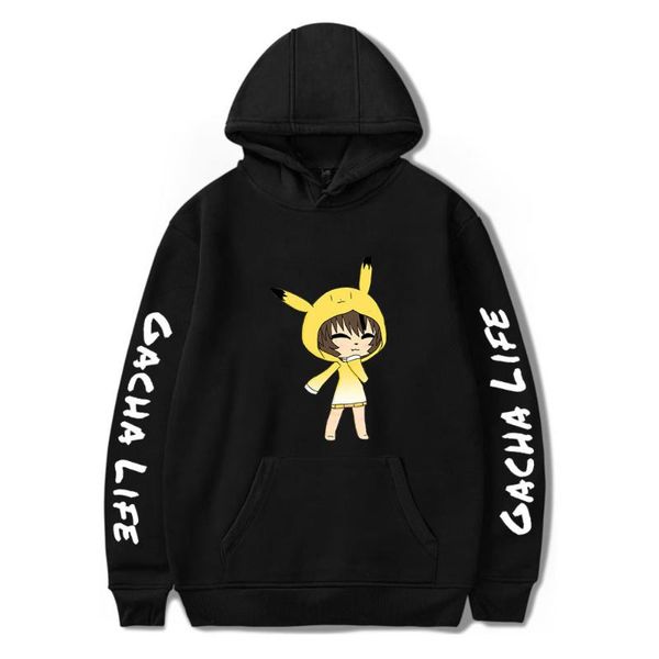 

men's hoodies & sweatshirts print game gacha life hoodie sweatshirt men/women fashion streetwear coat boys/girls long sleeve loose to, Black