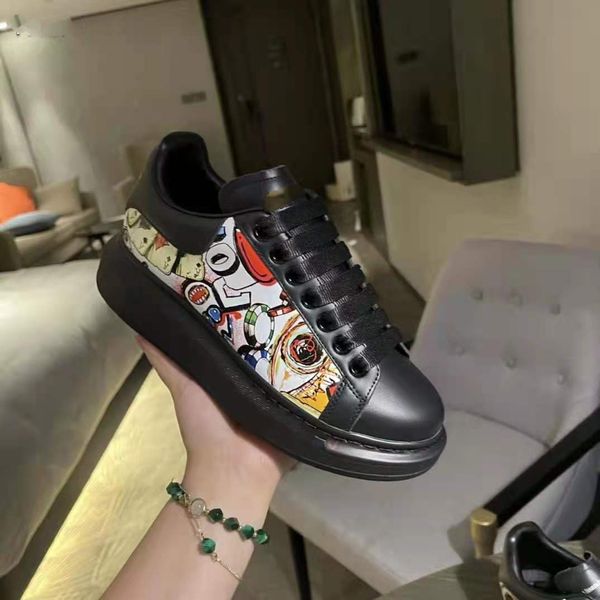 

wholesale graffiti designer men women casual shoes espadrilles flats platform oversized sneaker shoe espadrille flat sneakers (box), Black