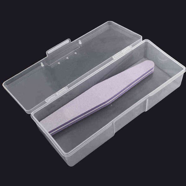 1 pz Nails Dot Drawing Pen Buffer Grinding File Storage Box Plastica Trasparente Strumento per manicure Speciale