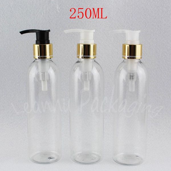 

storage bottles & jars 250ml transparent round shoulder plastic bottle , 250cc lotion / shampoo packaging makeup sub-bottling ( 26 pc/lot )