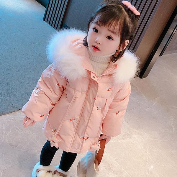 

down coat girl winter jacket for children thick hooded clothing fashion baby 2-8 year toddler outerwear kids clothes, Blue;gray