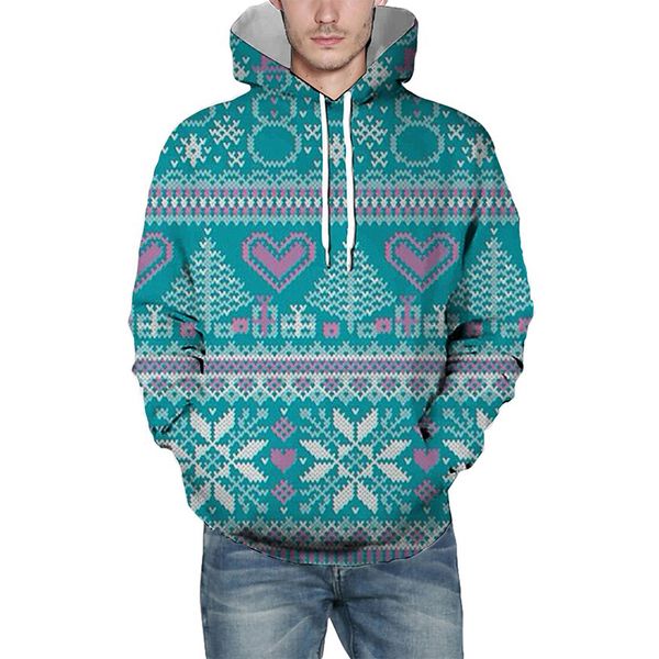

christmas snowflake pattern men's 3d printed hoodie visual impact party punk gothic round neck american sweater hoodie, Black