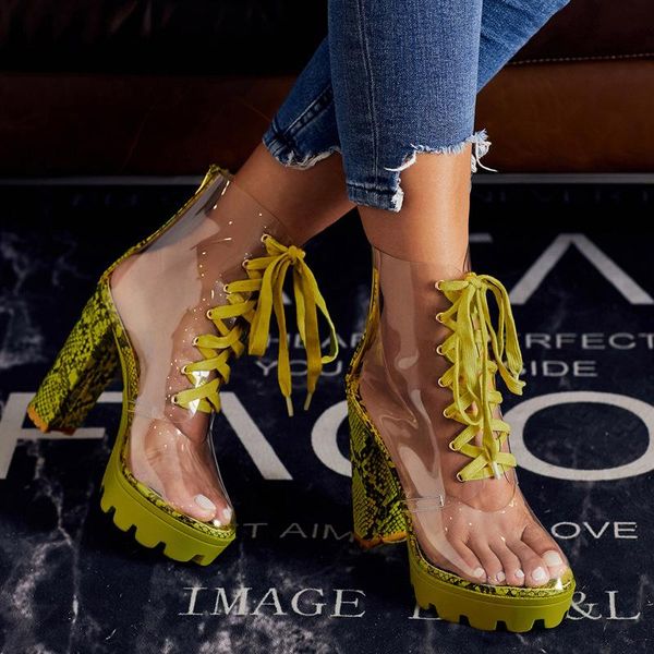 

sandals transparent bandage cool boots in autumn 2021, Black