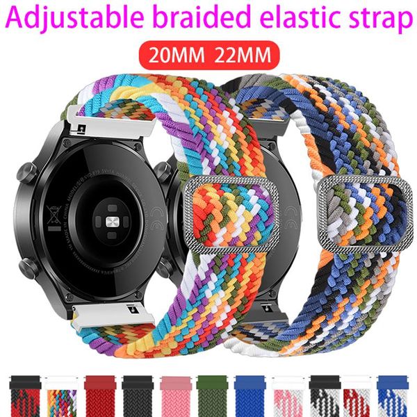 

watch bands elastic straps for huawei gt/gt 2 46mm pro honor magic watchband adjustable braided bracelets ticwatch wristband, Black;brown