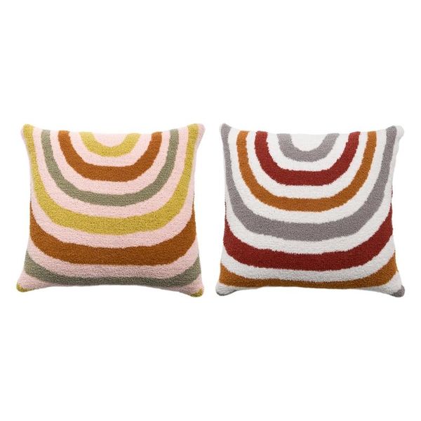 

pillow case 18x18 inch boho woven tufted throw modern moroccan colorful rainbow striped pattern square cushion cover n0pa