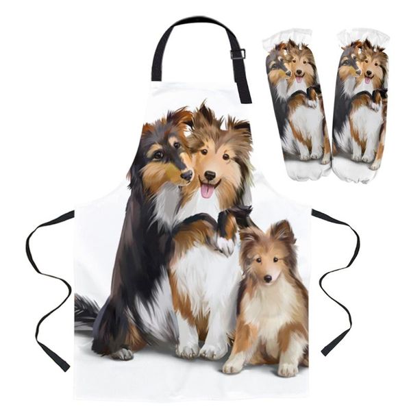 

aprons shepherd dog watercolor apron kitchen baking accessories home cooking for men women