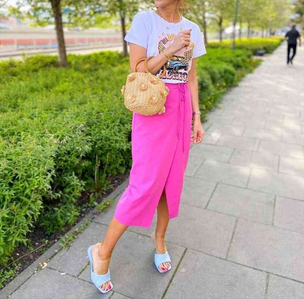 

summer rose red vintage women skirts casual wrap fashion lace slim hight waist split midi skist, Black